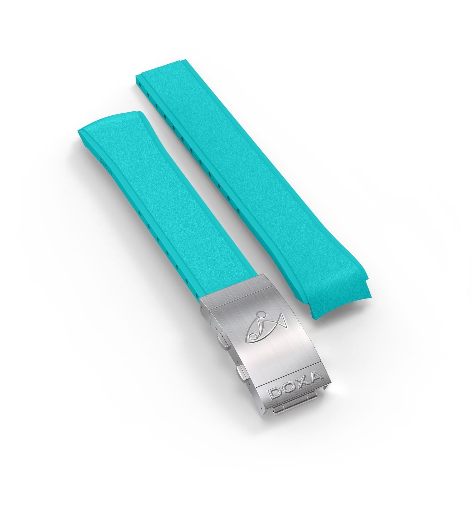 Bracelet en caoutchouc avec boucle déployante en acier, turquoise