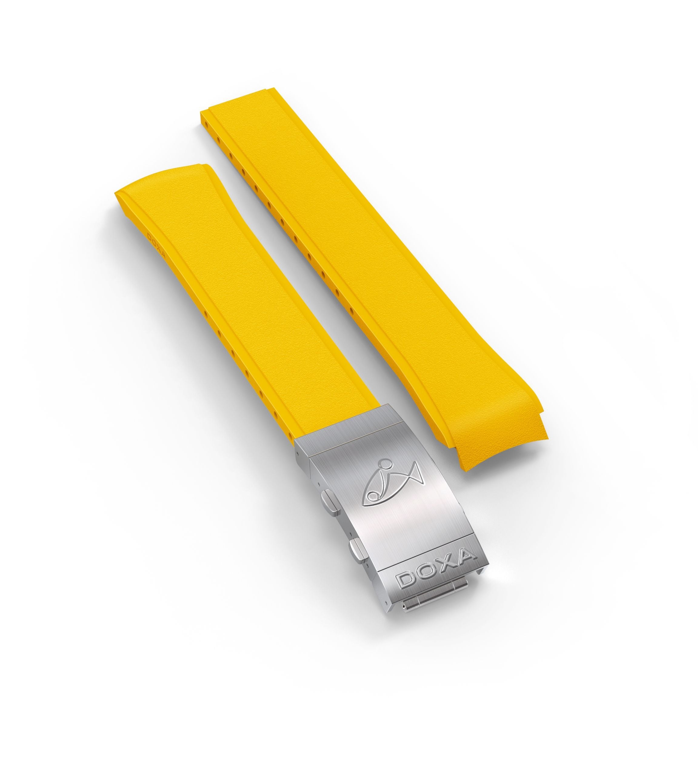 Bracelet en caoutchouc avec boucle déployante en acier, jaune
