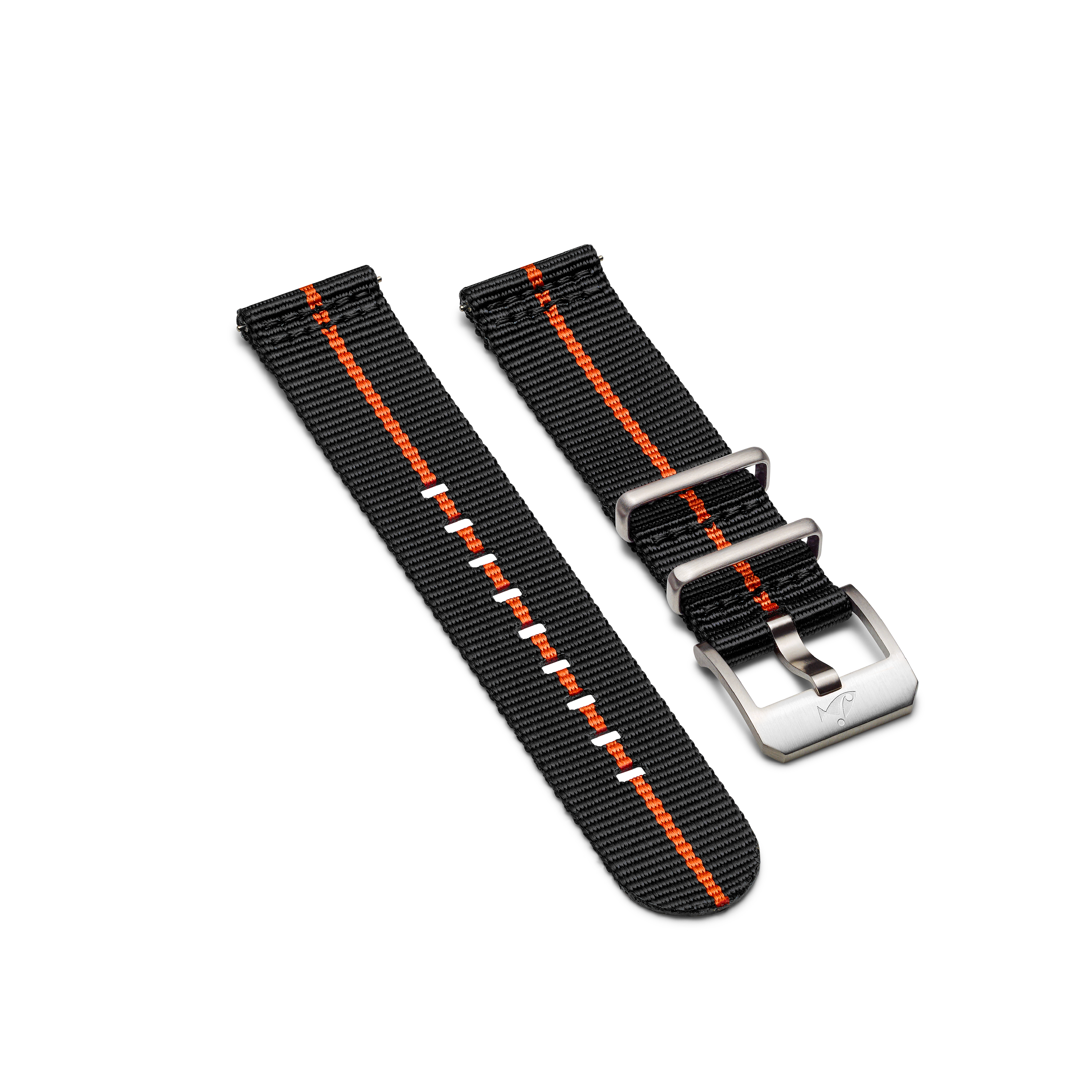 Bracelet NATO avec boucle ardillon en acier, Noir & Orange